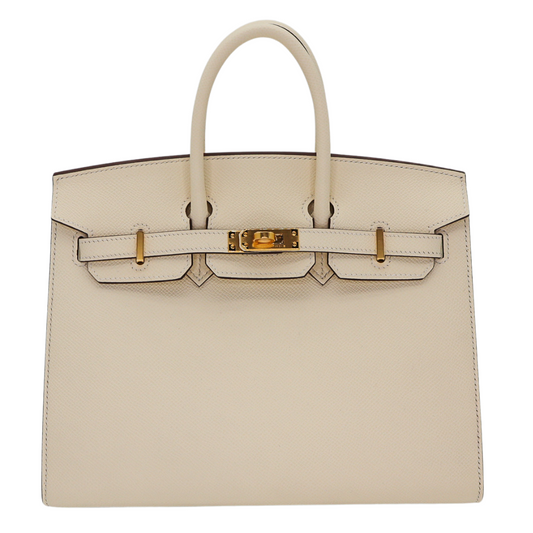 Hermes25cm Birkin Sellier Nata Epsom Leather Gold Hardware