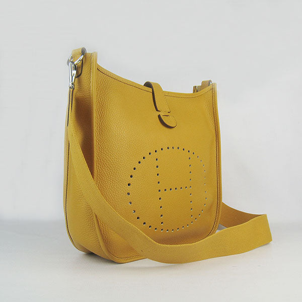 Luxury Hermes Evelyne I handbag yellow silver