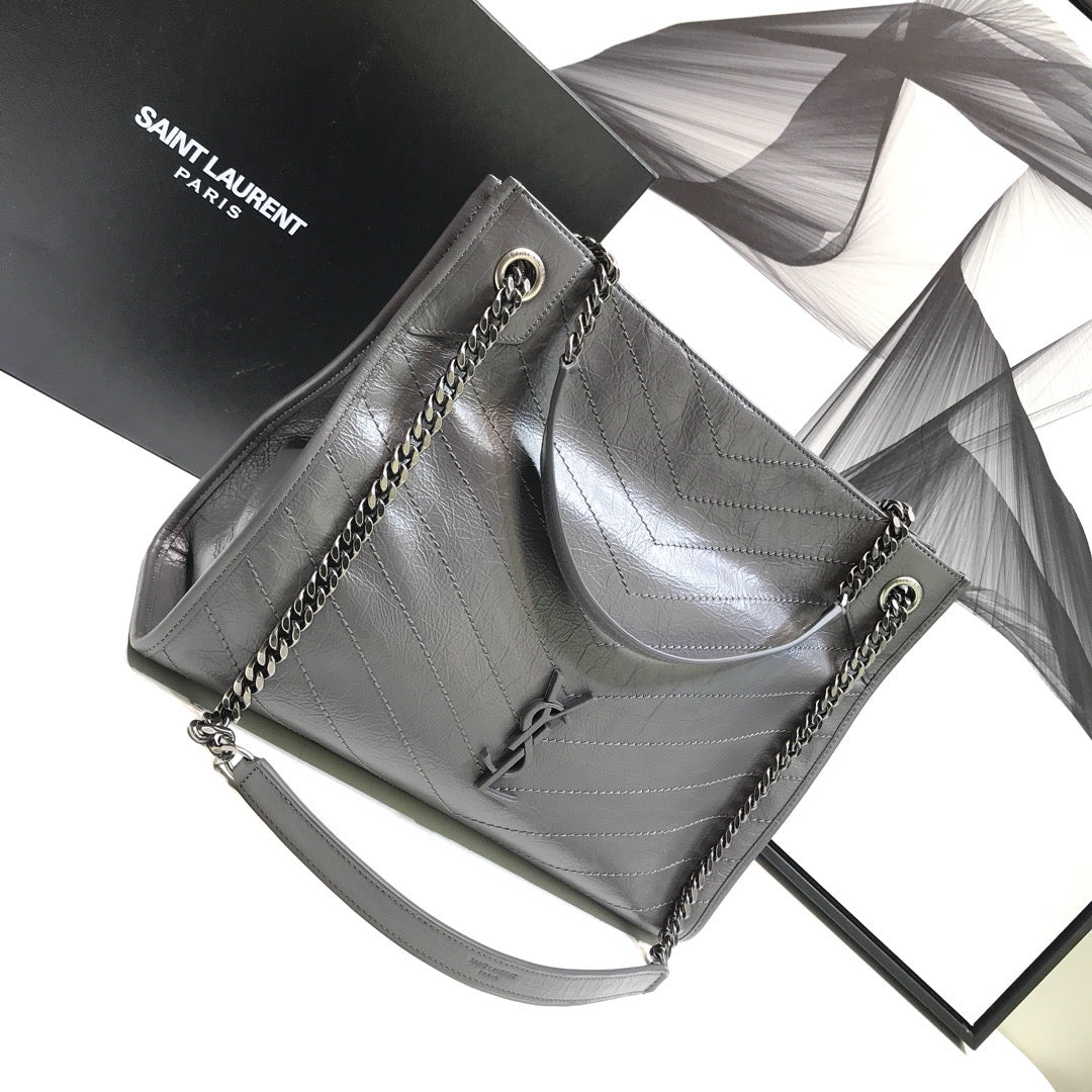 Yves Saint Laurent Niki Medium Shopping Bag Gray