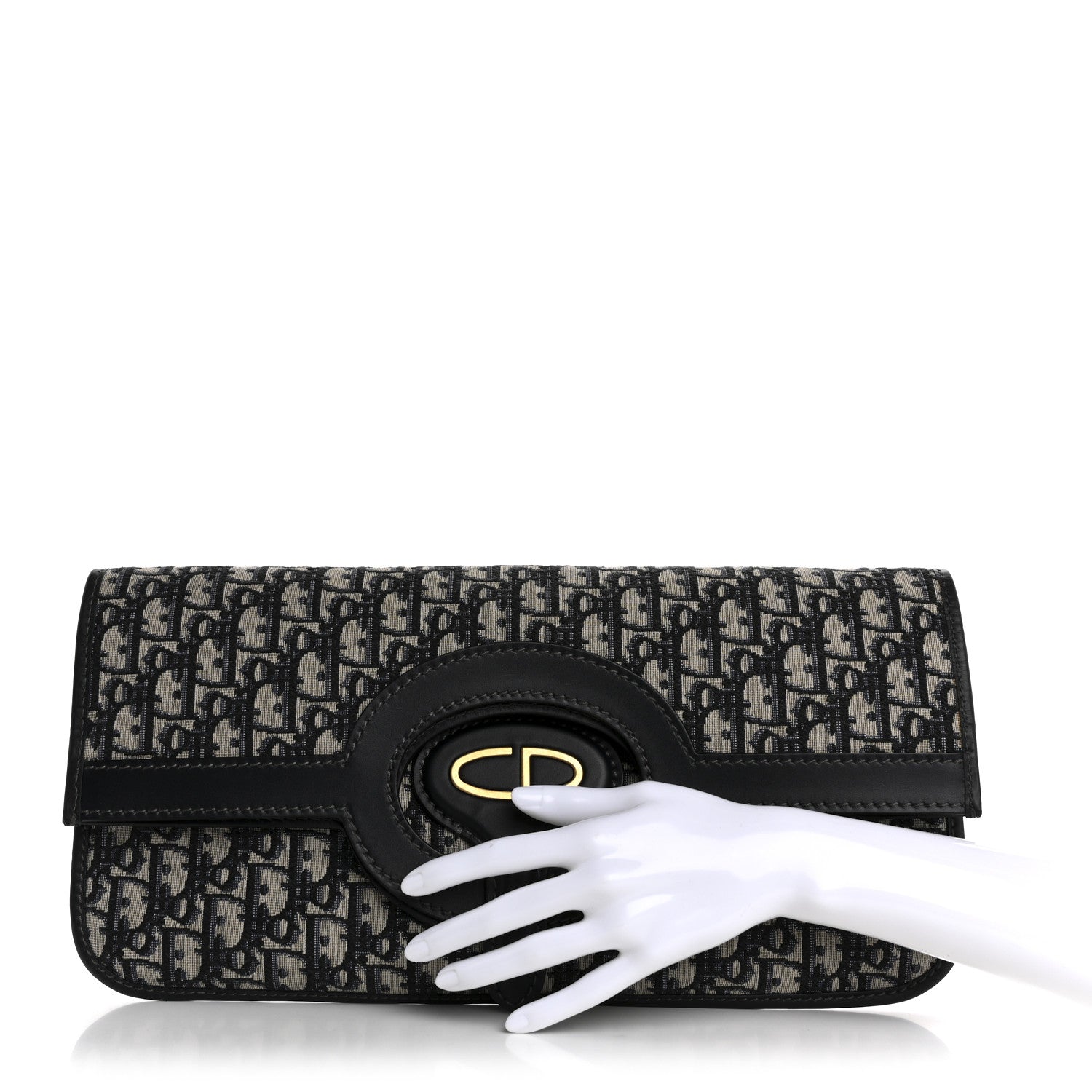 Christian Dior Oblique Fold Over Clutch Blue