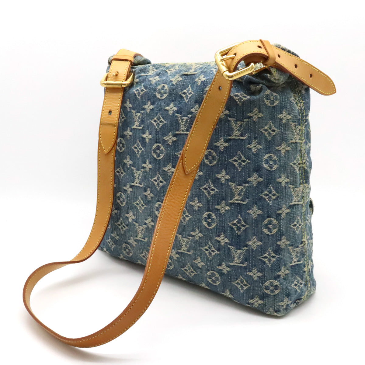 LOUIS VUITTON Louis Vuitton Monogram Denim Buggy GM Shoulder Bag Slipper Long Shoulder Strap Blue M95048