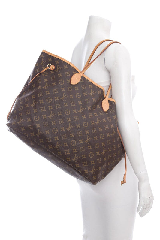 Louis Vuitton 2012 Brown Monogram Neverfull GM Tote