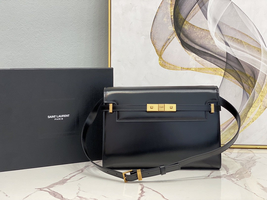 Yves Saint Laurent Manhattan Shoulder Bag In Box Black