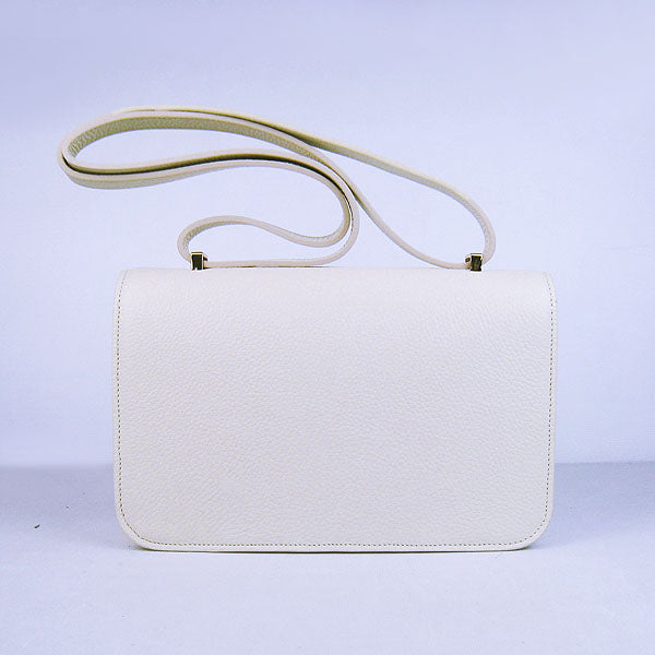 Luxury Hermes Calf Leather Message Bag Beige Golden