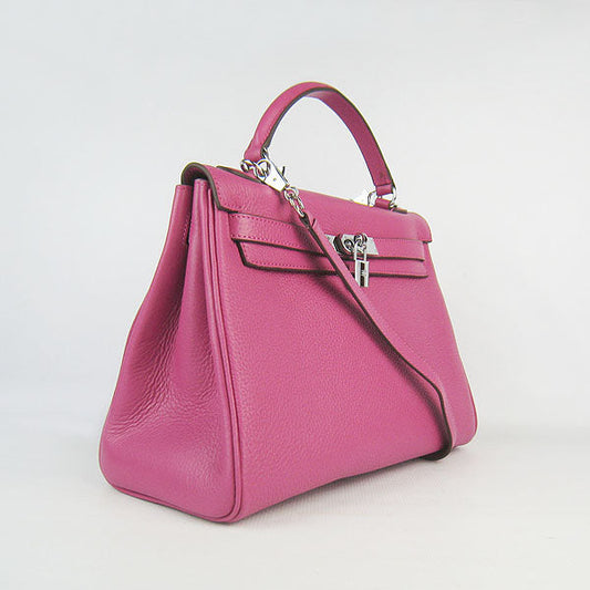 Luxury Hermes Kelly 32cm Togo leather handbag 6108 peach silver