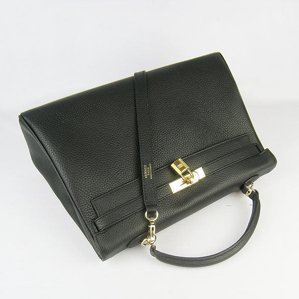 Luxury Hermes Kelly 35cm Togo Leather Handbag Black/Golden