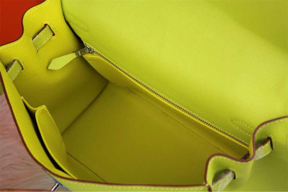 Luxury Hermes Kelly 32cm Epsom Leather Handbag Lemon Yellow