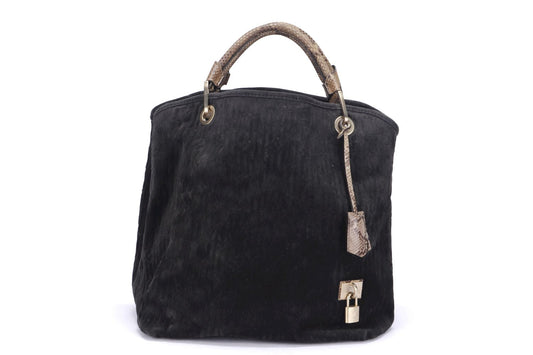 LOUIS VUITTON WHISPER WITH PYTHON SKIN HANDLE ( ) ( ) GM SIZE, KOHL MONOGRAM EMBOSSED SUEDE, WITH DUST COVER Handbag