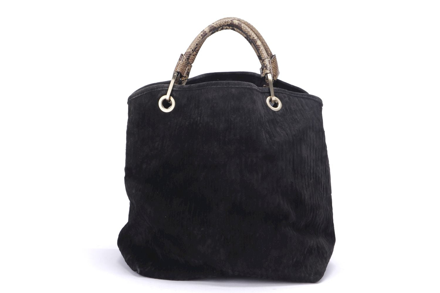 LOUIS VUITTON WHISPER WITH PYTHON SKIN HANDLE ( ) ( ) GM SIZE, KOHL MONOGRAM EMBOSSED SUEDE, WITH DUST COVER Handbag