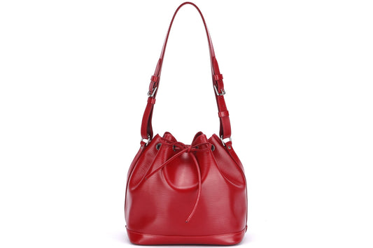 Louis Vuitton Petit Néonoé Red Epi Leather Bucket Bag ( ), Silver Hardware, with Dust Cover