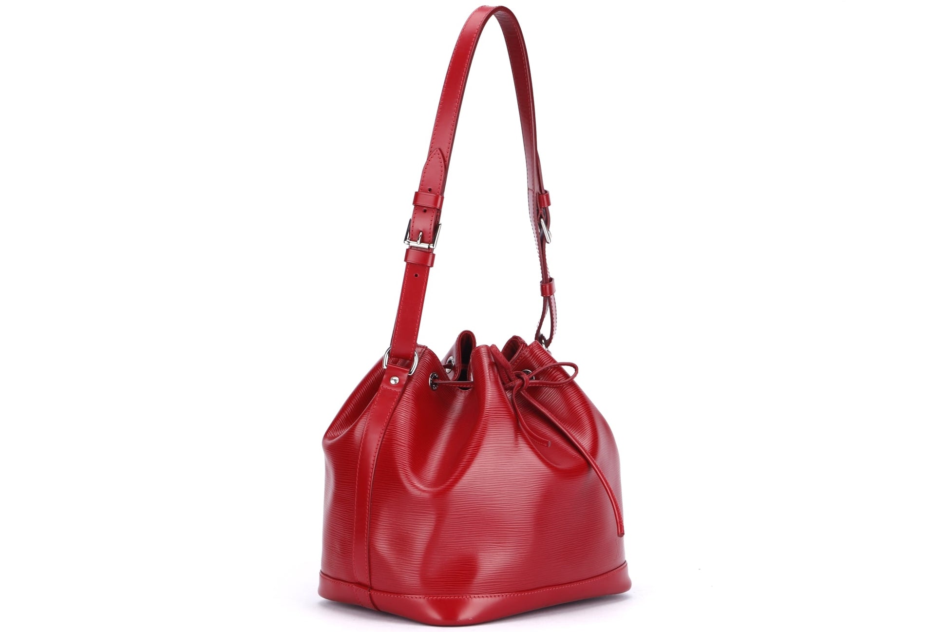 Louis Vuitton Petit Néonoé Red Epi Leather Bucket Bag ( ), Silver Hardware, with Dust Cover