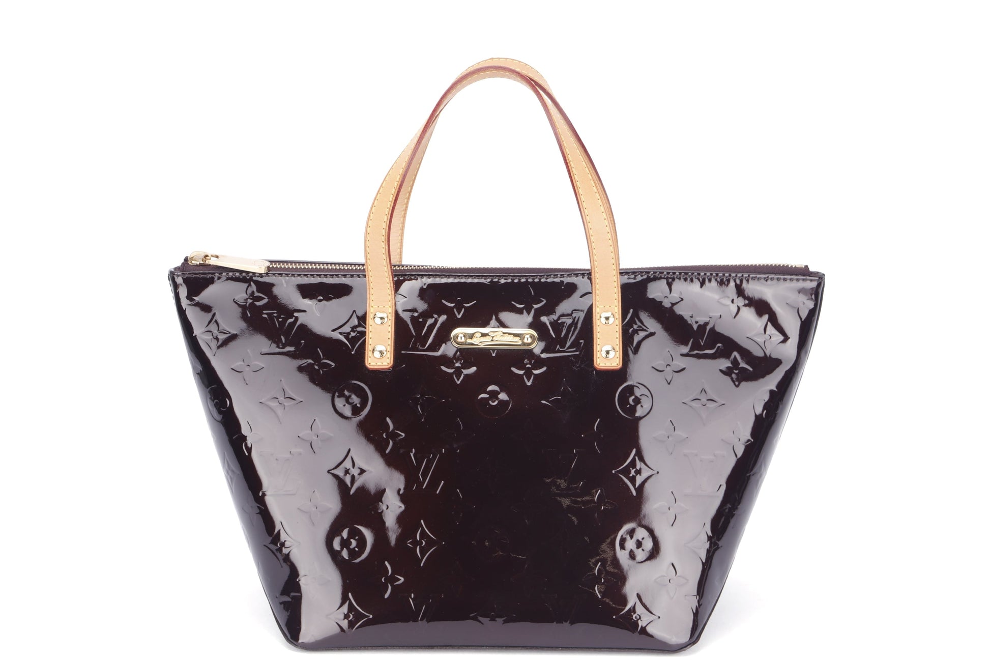 LOUIS VUITTON BELLEVUE TOTE BAG ( ), PM SIZE, AMARANTE MONOGRAM VERNIS, WITH DUST COVER
