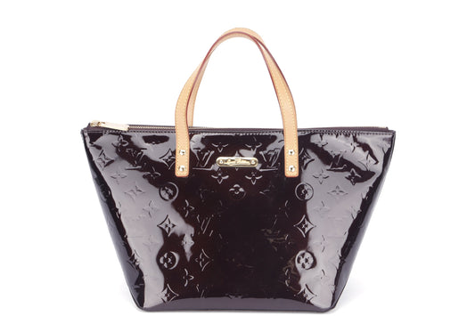 LOUIS VUITTON BELLEVUE TOTE BAG ( ), PM SIZE, AMARANTE MONOGRAM VERNIS, WITH DUST COVER