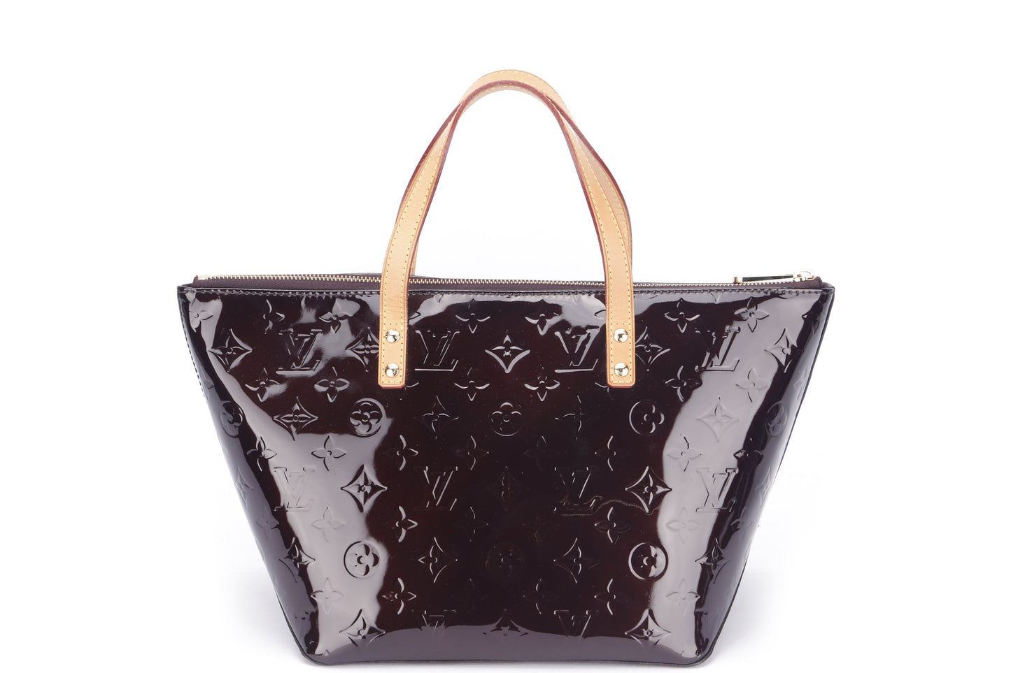 LOUIS VUITTON BELLEVUE TOTE BAG ( ), PM SIZE, AMARANTE MONOGRAM VERNIS, WITH DUST COVER