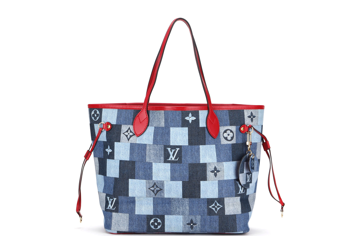 LOUIS VUITTON PATCHWORK NEVERFULL ( ) MM SIZE RED TRIM, WITH POUCH & DUST COVER