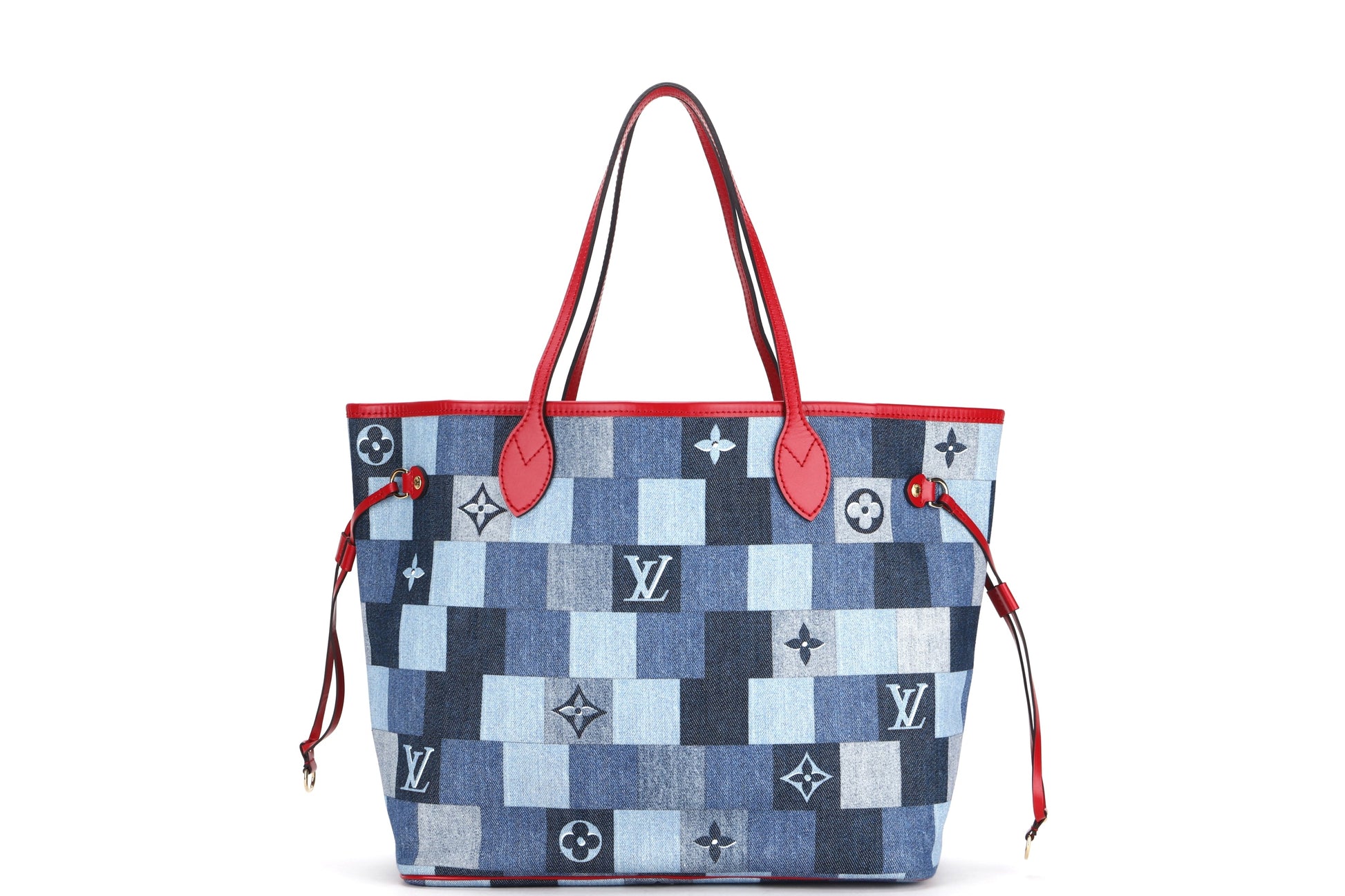 LOUIS VUITTON PATCHWORK NEVERFULL ( ) MM SIZE RED TRIM, WITH POUCH & DUST COVER