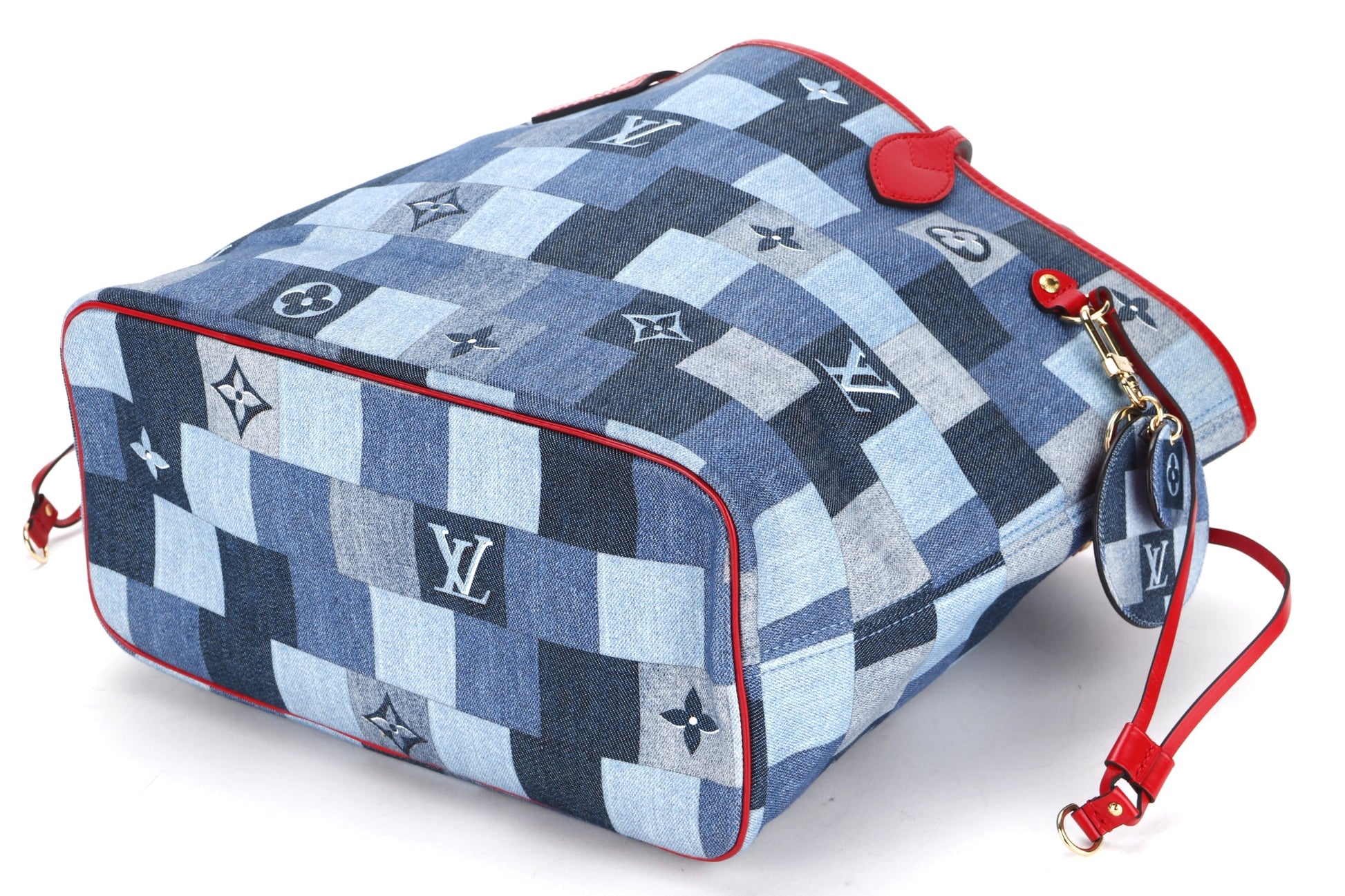 LOUIS VUITTON PATCHWORK NEVERFULL ( ) MM SIZE RED TRIM, WITH POUCH & DUST COVER