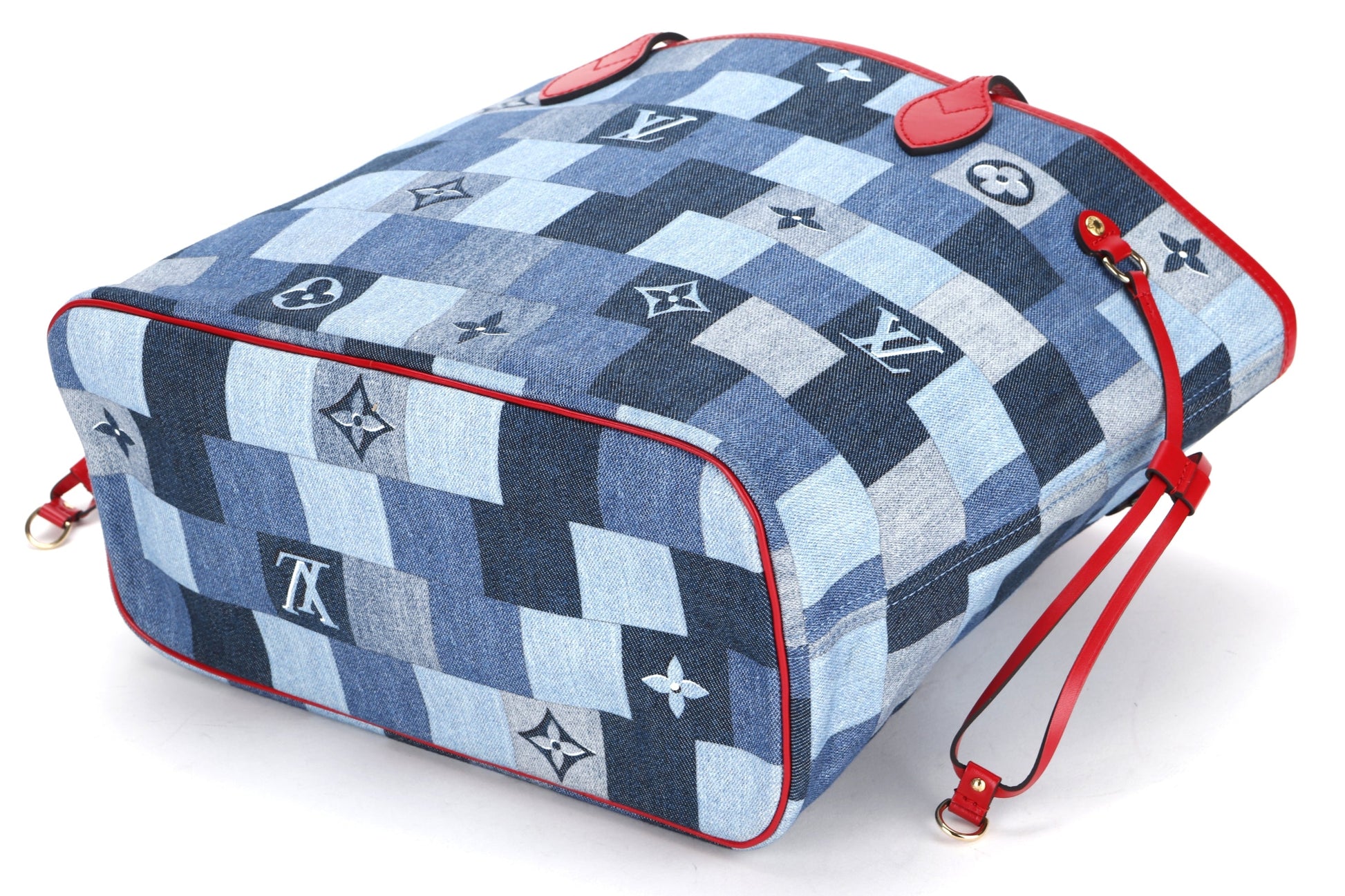 LOUIS VUITTON PATCHWORK NEVERFULL ( ) MM SIZE RED TRIM, WITH POUCH & DUST COVER