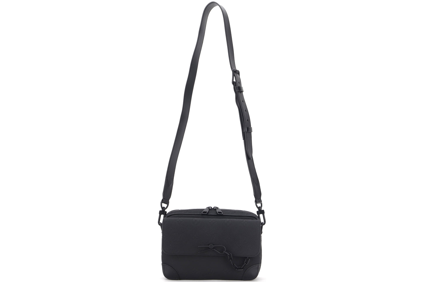 LOUIS VUITTON STEAMER MESSENGER BLACK TAURILLION MONOGRAM EMBOSSED LEATHER, WITH STRAP, DUST COVER & BOX Handbag