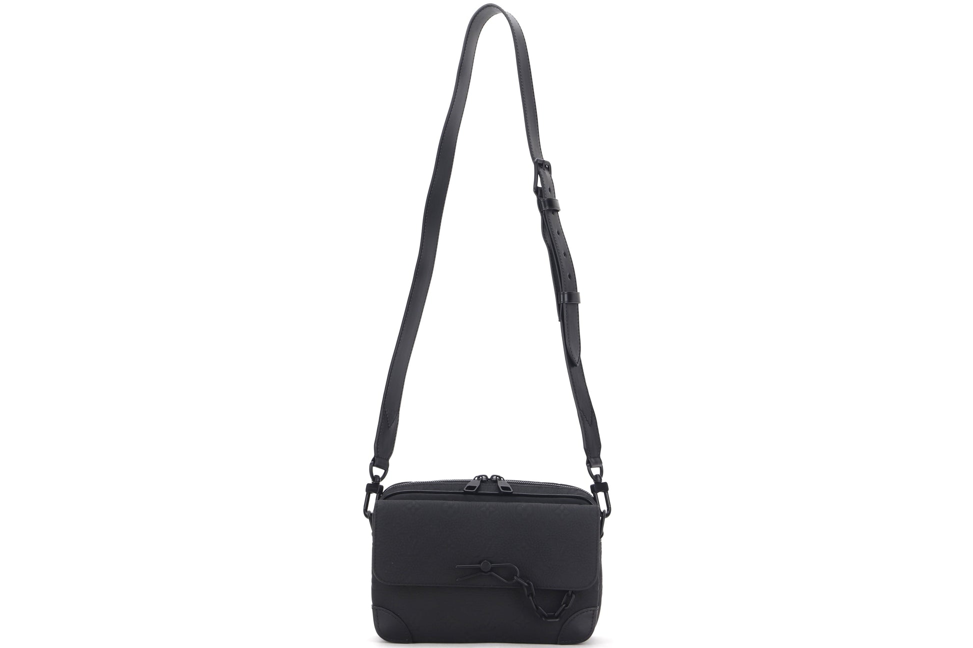 LOUIS VUITTON STEAMER MESSENGER BLACK TAURILLION MONOGRAM EMBOSSED LEATHER, WITH STRAP, DUST COVER & BOX Handbag