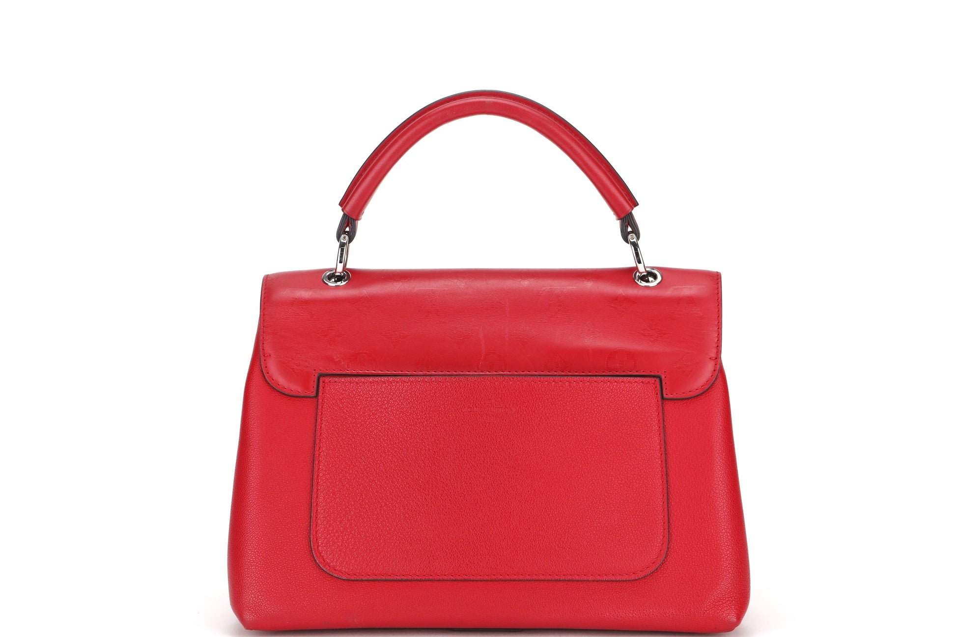 LOUIS VUITTON VERY ONE HANDLE BAG ( ) RED LEATHER SILVER HARDWARE, WITH STRAP & DUST COVER