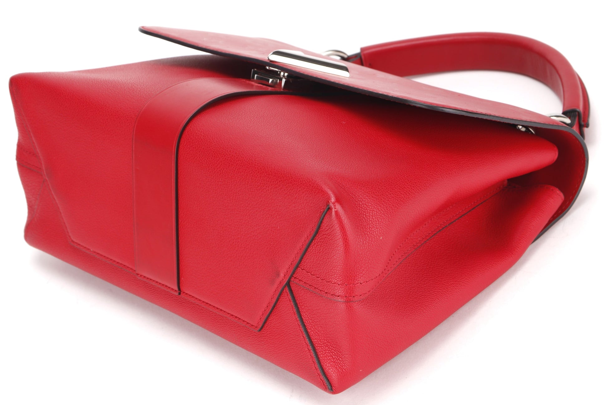 LOUIS VUITTON VERY ONE HANDLE BAG ( ) RED LEATHER SILVER HARDWARE, WITH STRAP & DUST COVER