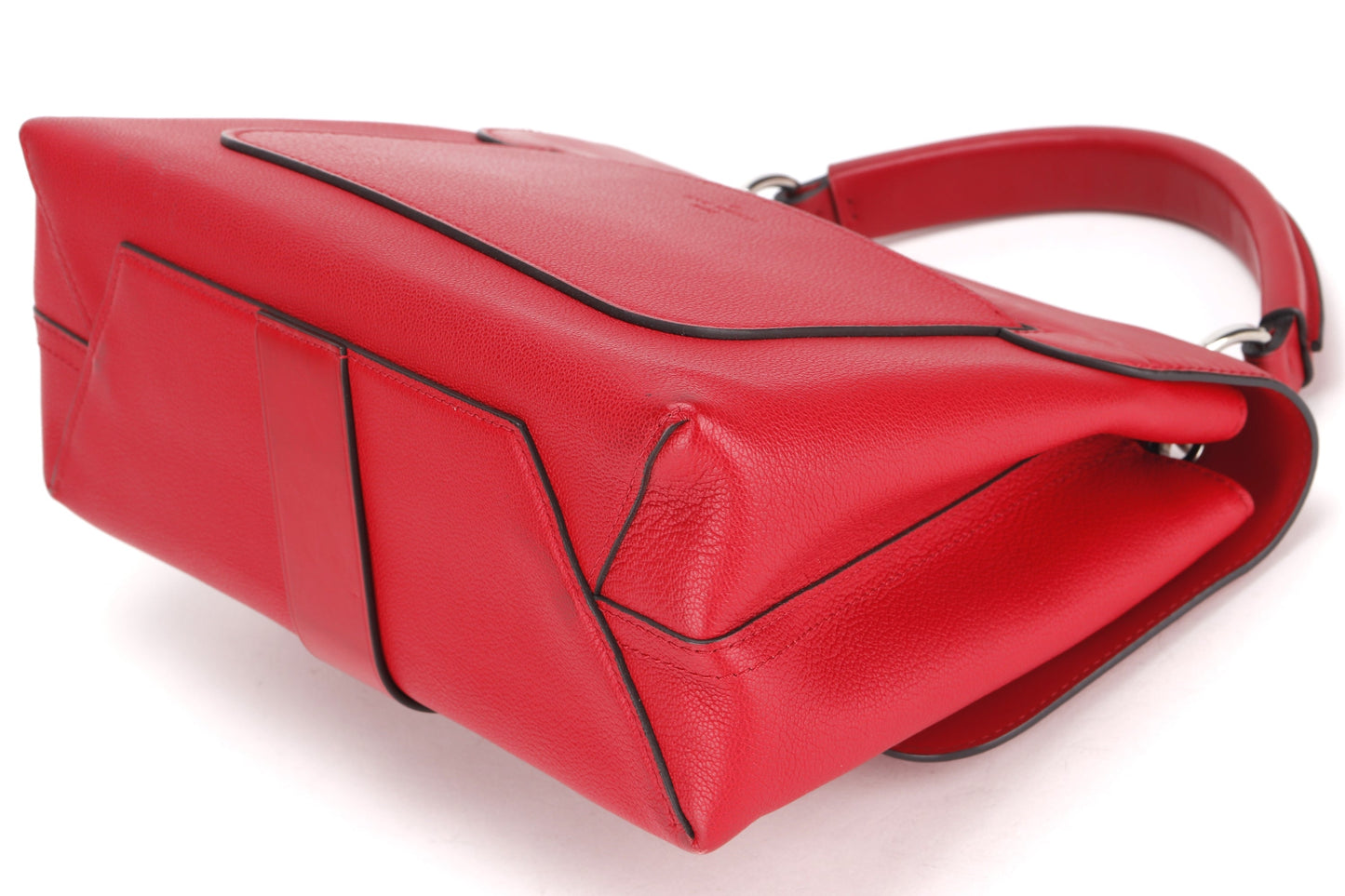 LOUIS VUITTON VERY ONE HANDLE BAG ( ) RED LEATHER SILVER HARDWARE, WITH STRAP & DUST COVER
