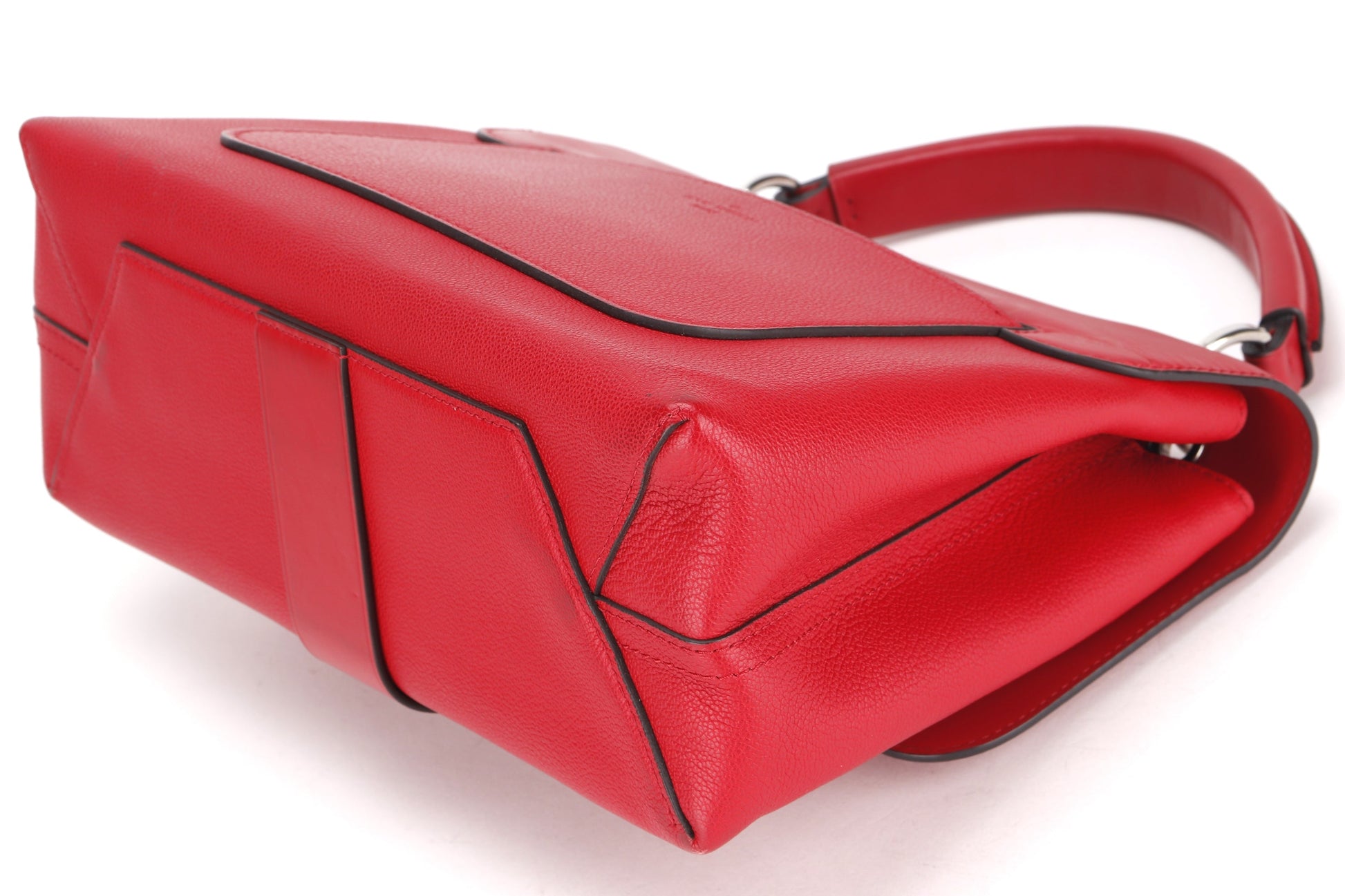 LOUIS VUITTON VERY ONE HANDLE BAG ( ) RED LEATHER SILVER HARDWARE, WITH STRAP & DUST COVER