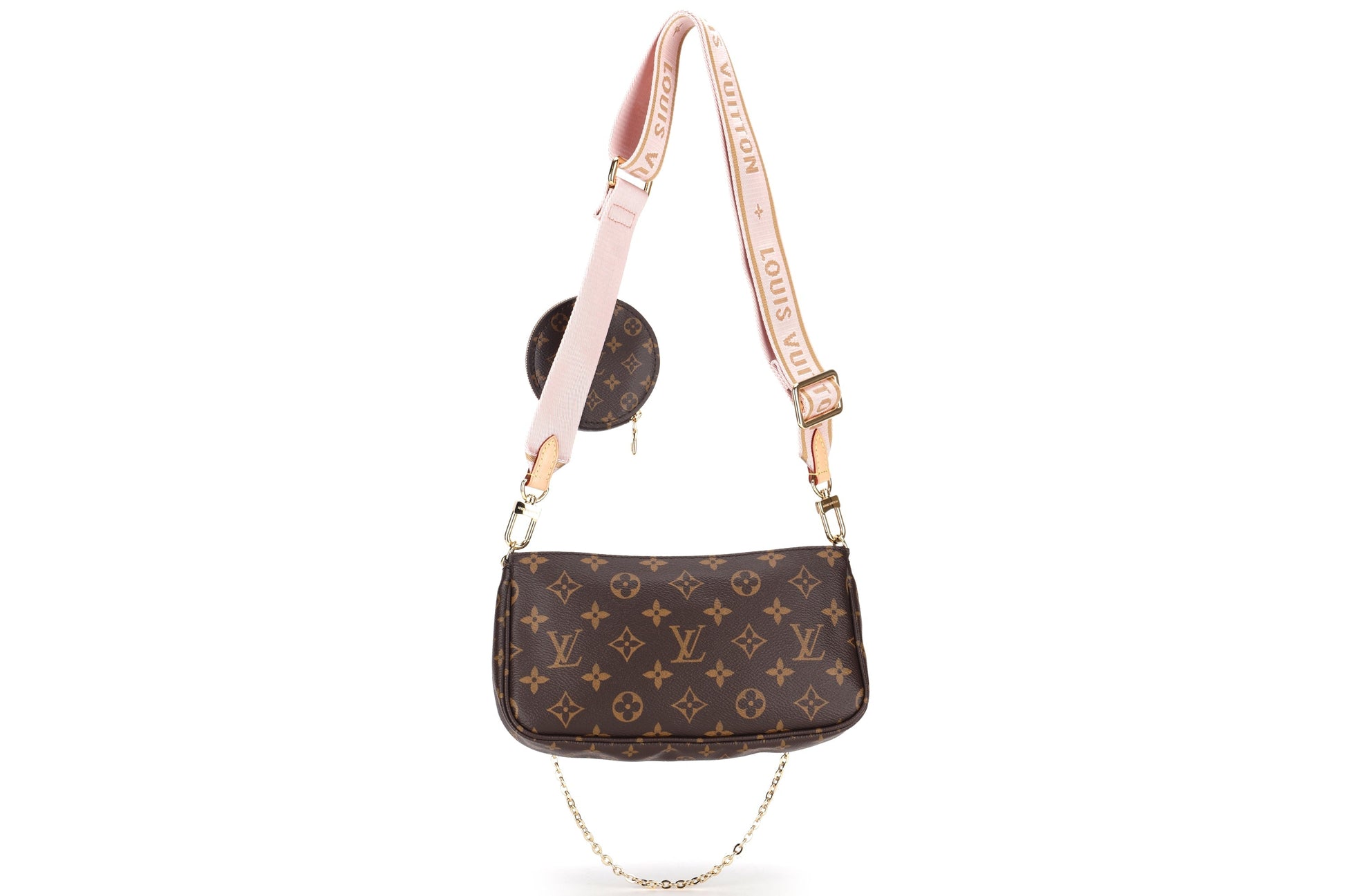 LOUIS VUITTON MULTI POCHETTE ACCESSORIES ROSE PINK STRAP, WITH DUST COVER Clutch