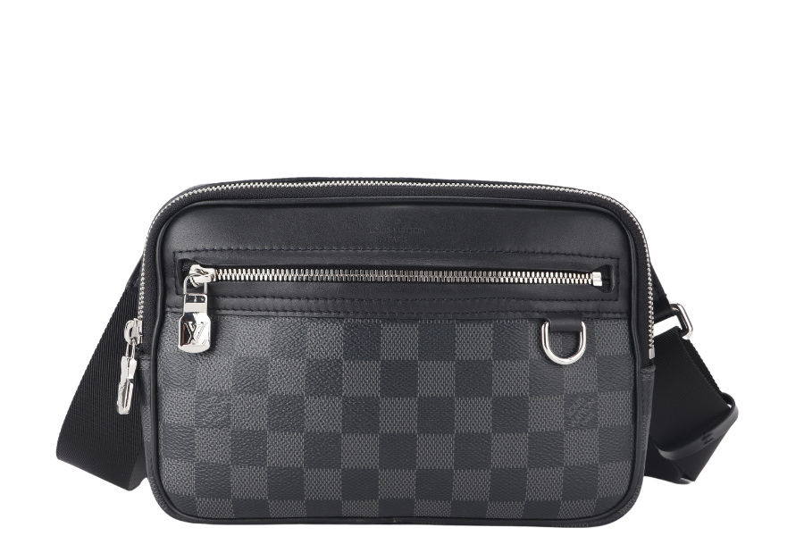 LOUIS VUITTON SCOTT MESSENGER BAG DAMIER GRAPHITE CANVAS BLACK SILVER HARDWARE WITH DUST COVER