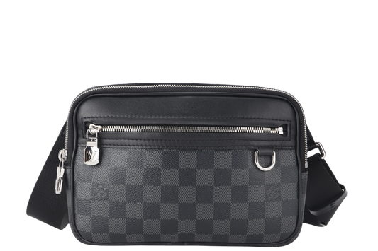 LOUIS VUITTON SCOTT MESSENGER BAG DAMIER GRAPHITE CANVAS BLACK SILVER HARDWARE WITH DUST COVER