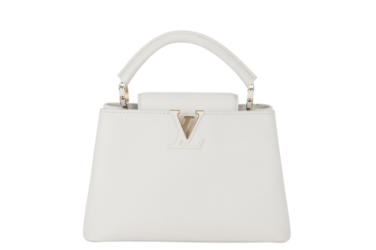 LOUIS VUITTON CAPUCINES BB TAURILLON LEATHER ( ) GOLD HARDWARE WITH STRAPS AND DUST COVER Handbag
