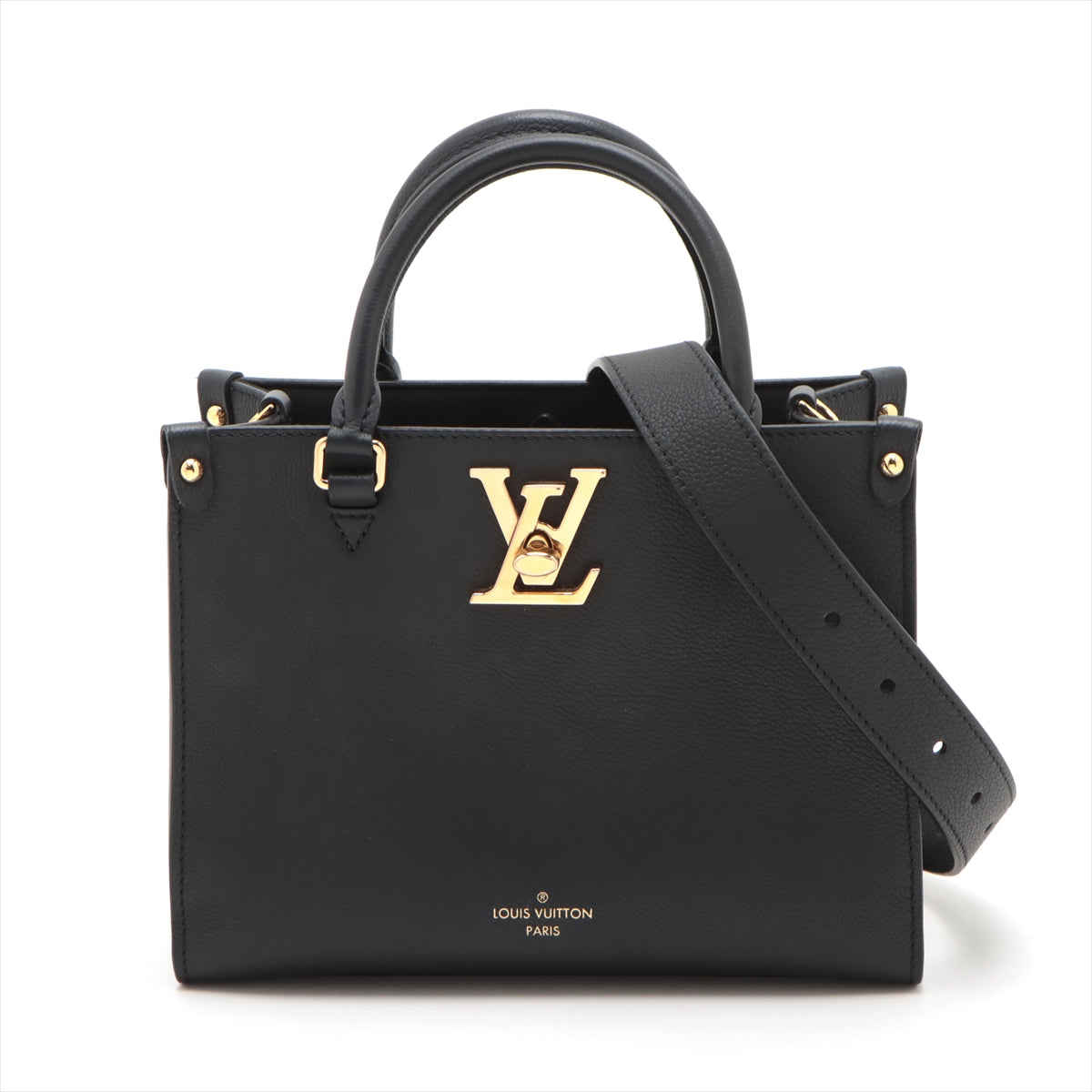 Louis Vuitton Black Smooth Grained Calfskin Leather Lock Go Clearance Sale