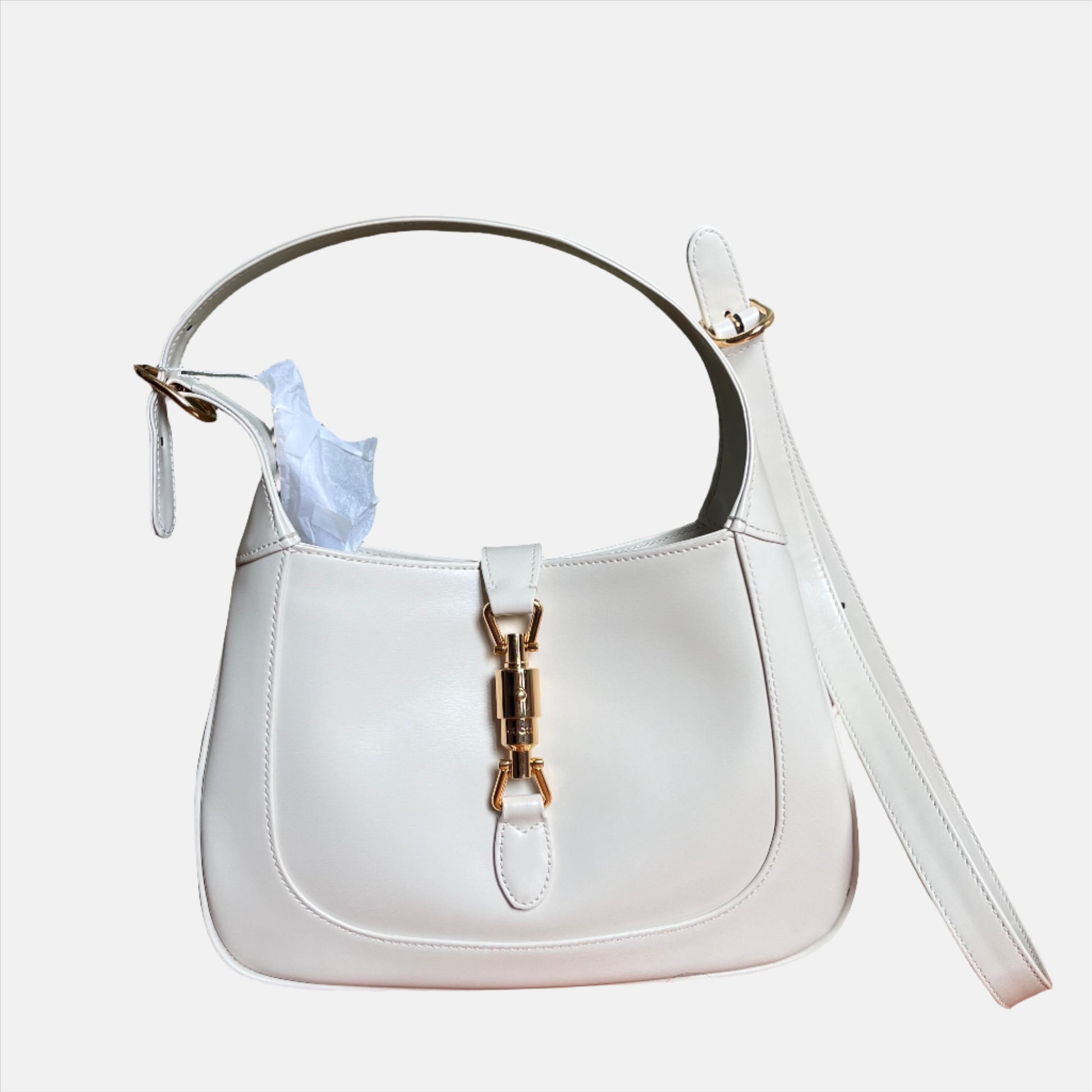 Gucci Jackie 1961 Small Leather Bag with Adjustable Strap White