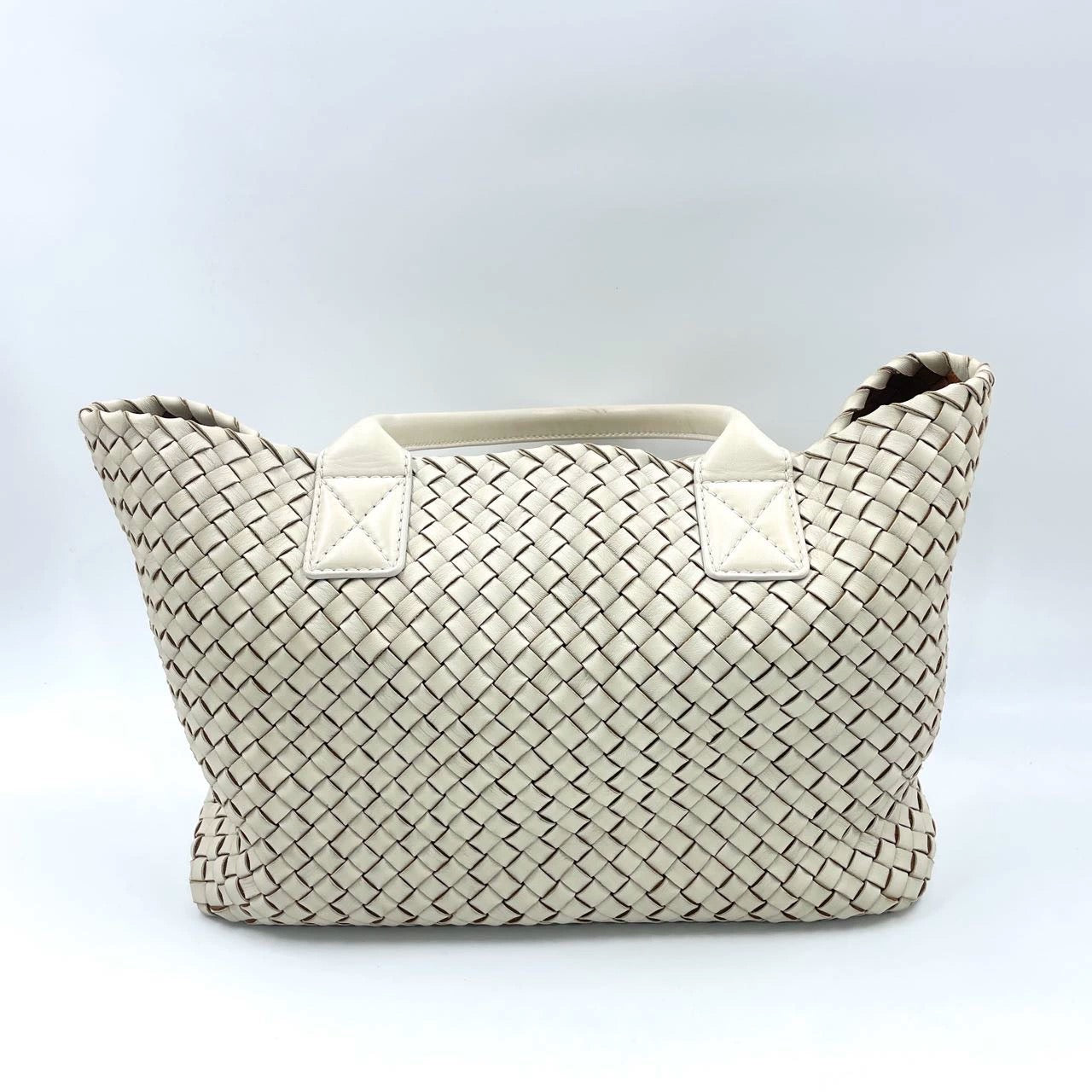 Bottega Veneta Cabat Tote Small/Medium Intreccio Cream White Leather and Suede Lining 32cm