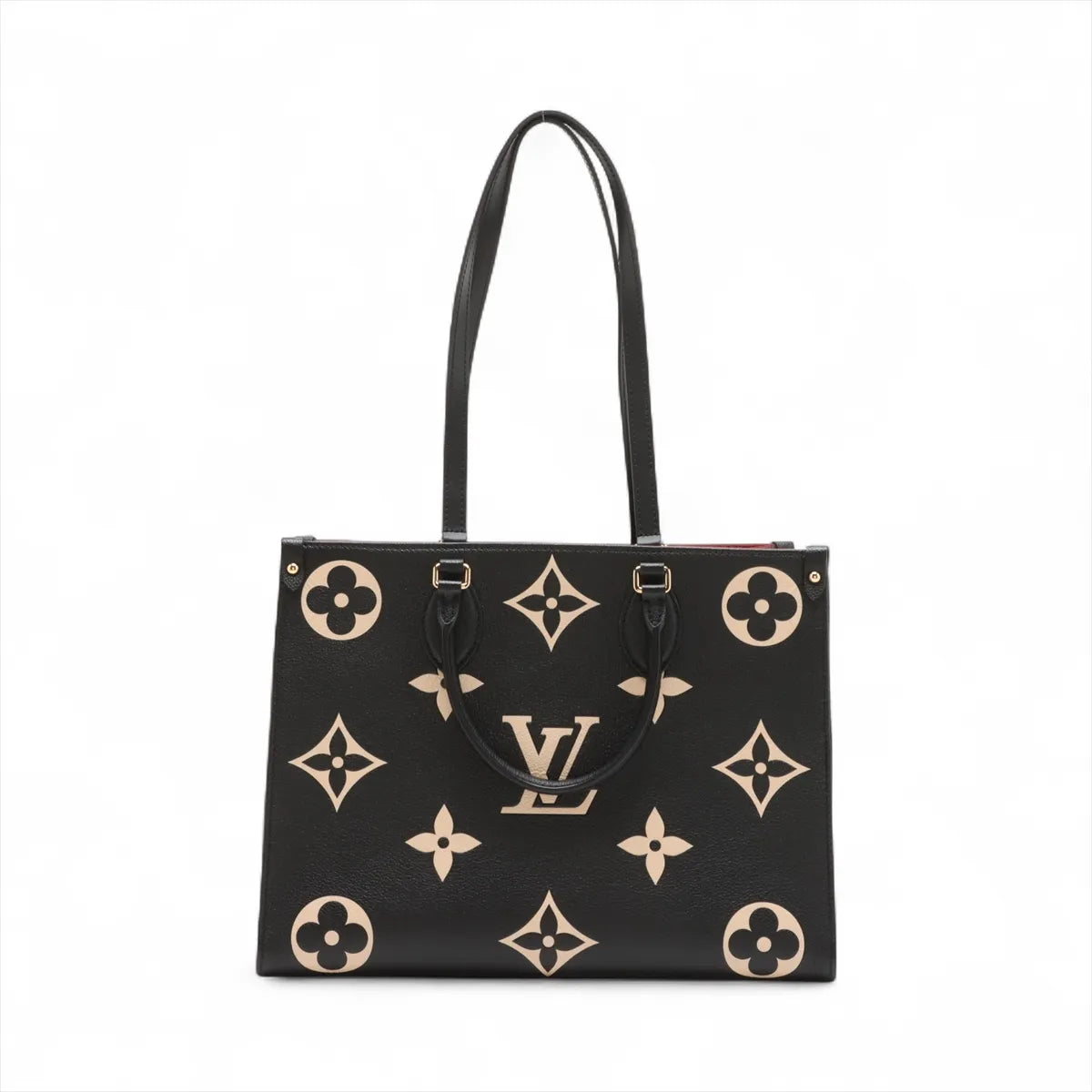 Louis Vuitton Black Beige Bicolor Monogram Empreinte Leather OnTheGo MM Clearance Sale