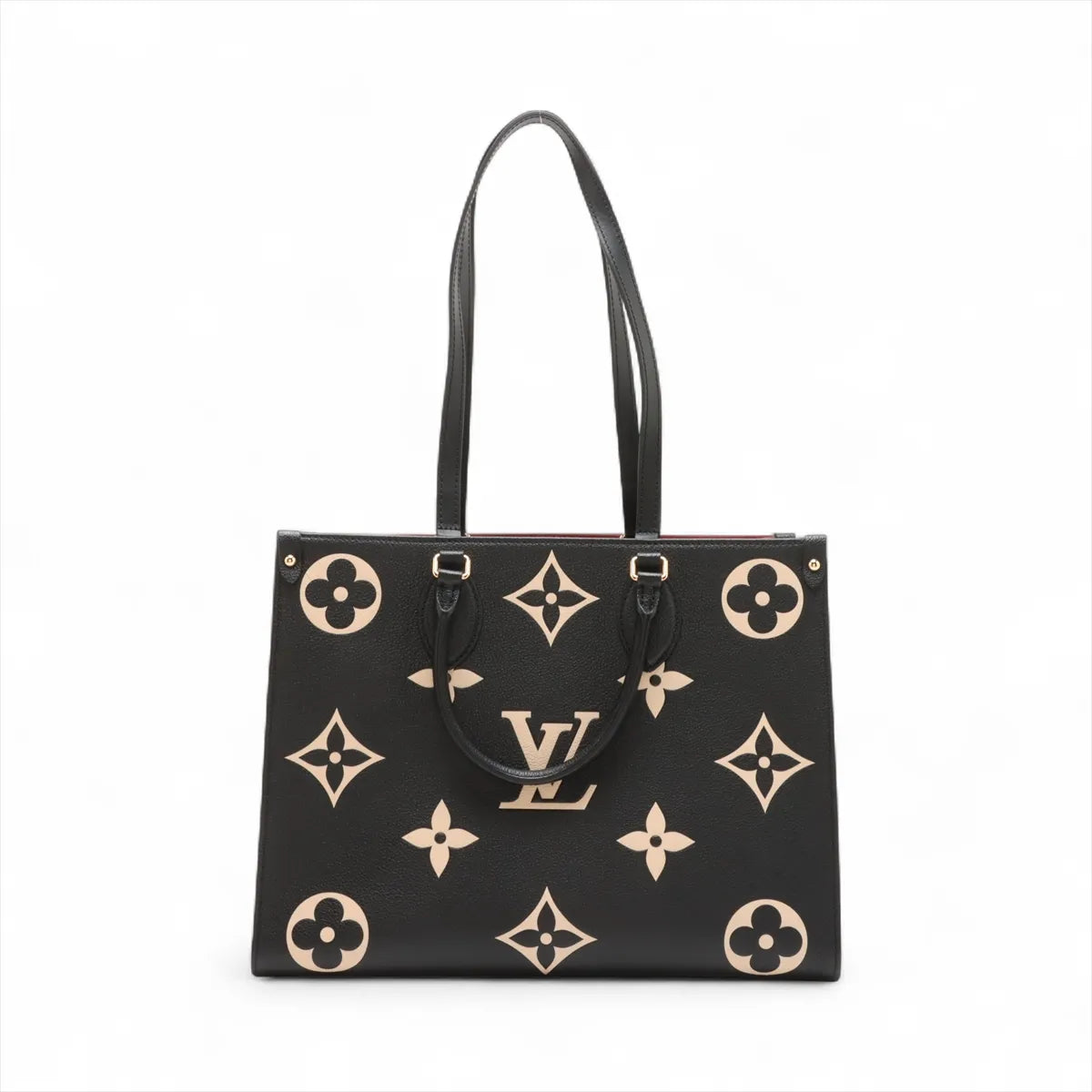 Louis Vuitton Black Beige Bicolor Monogram Empreinte Leather OnTheGo MM Clearance Sale
