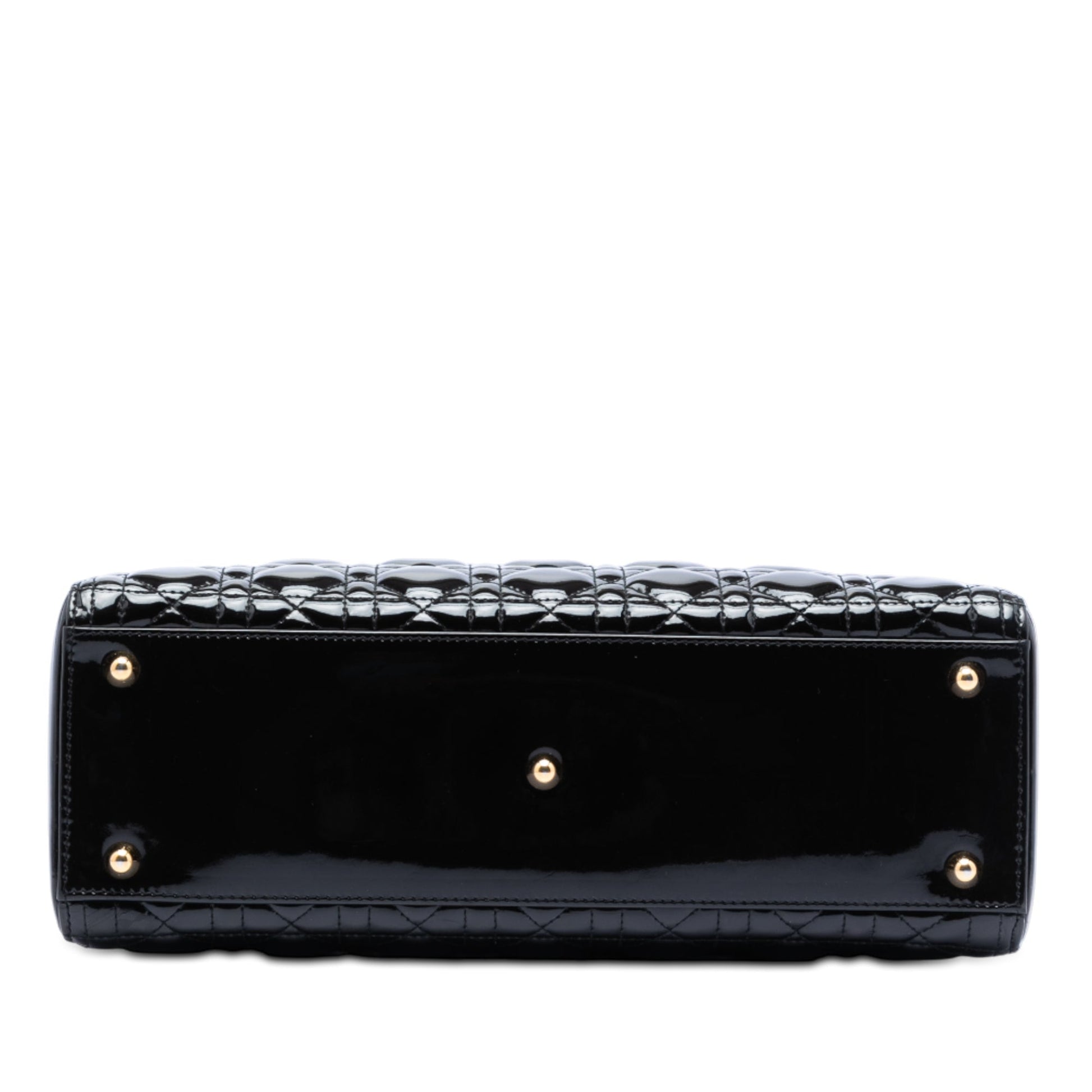 Black Dior Large Patent Cannage Lady Dior Satchel