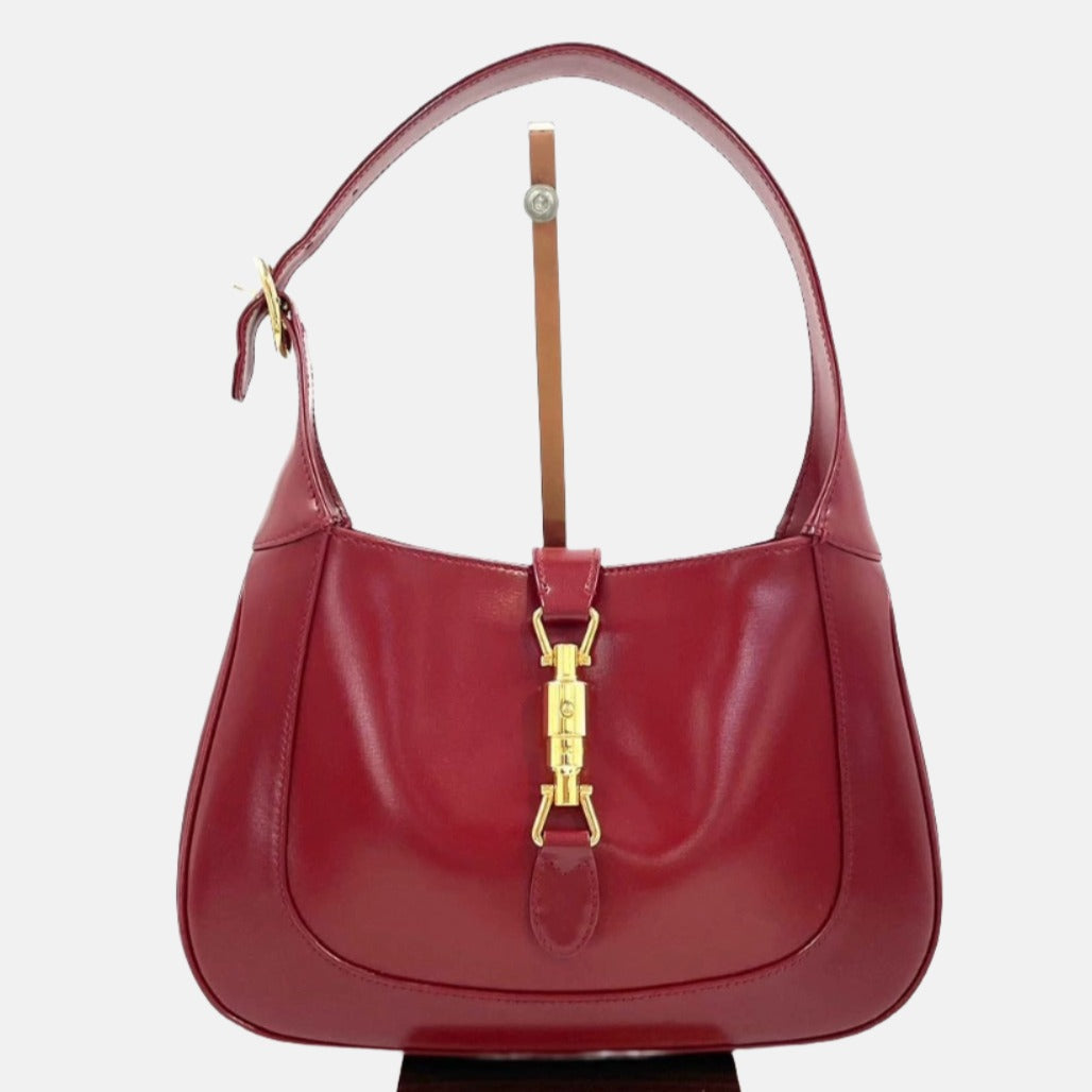 Gucci Jackie 1961 Small Burgundy Red Leather Bag with Adjustable Strap