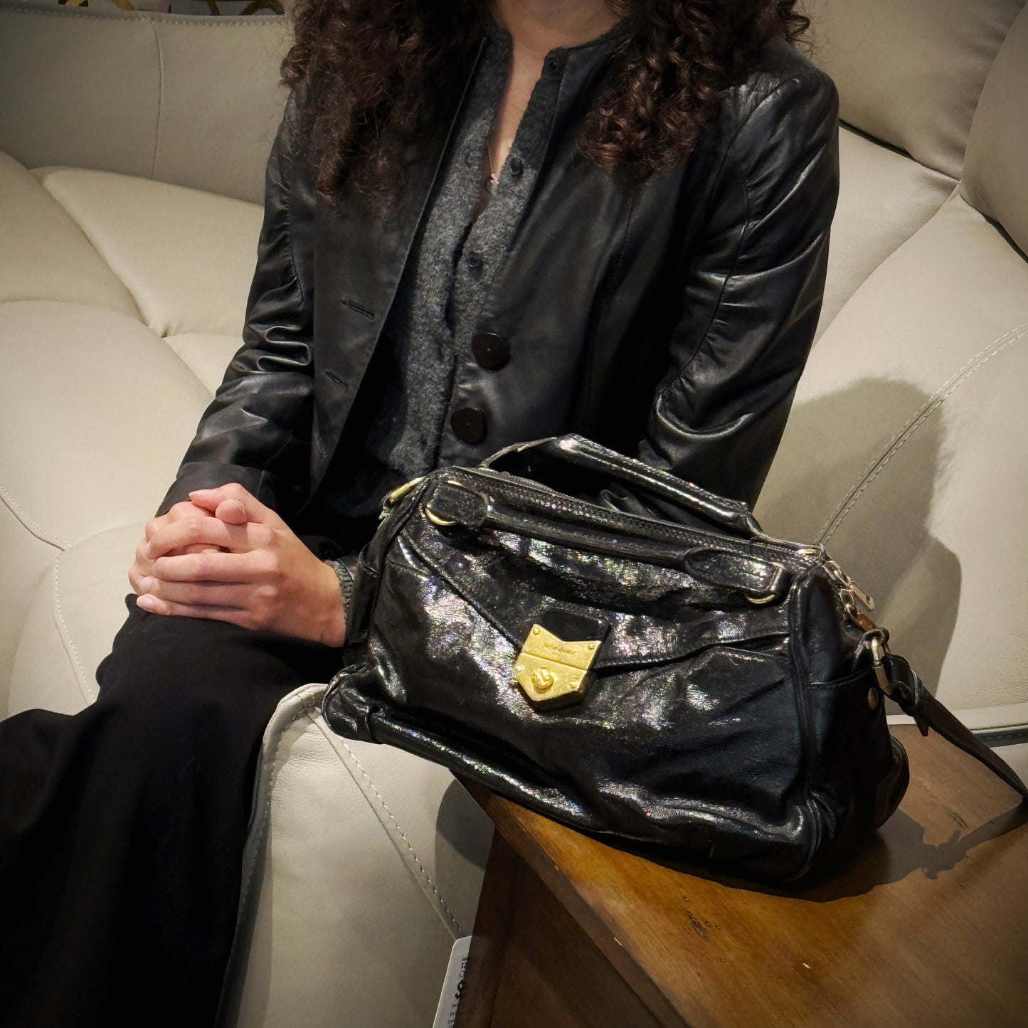 Saint Laurent Black Patent Leather Bag TWS