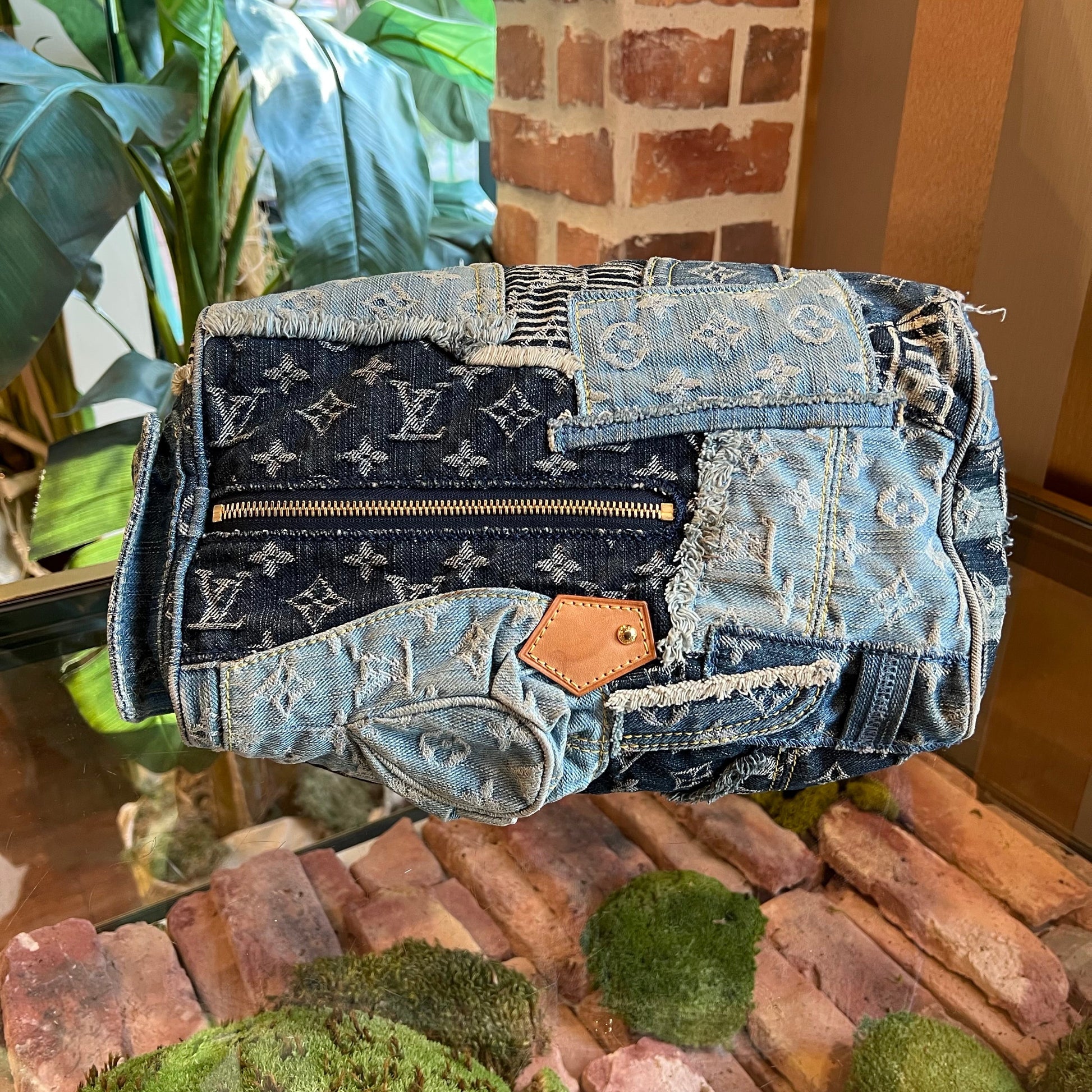 LOUIS VUITTON Limited Edition Blue Patchwork Satchel Bag
