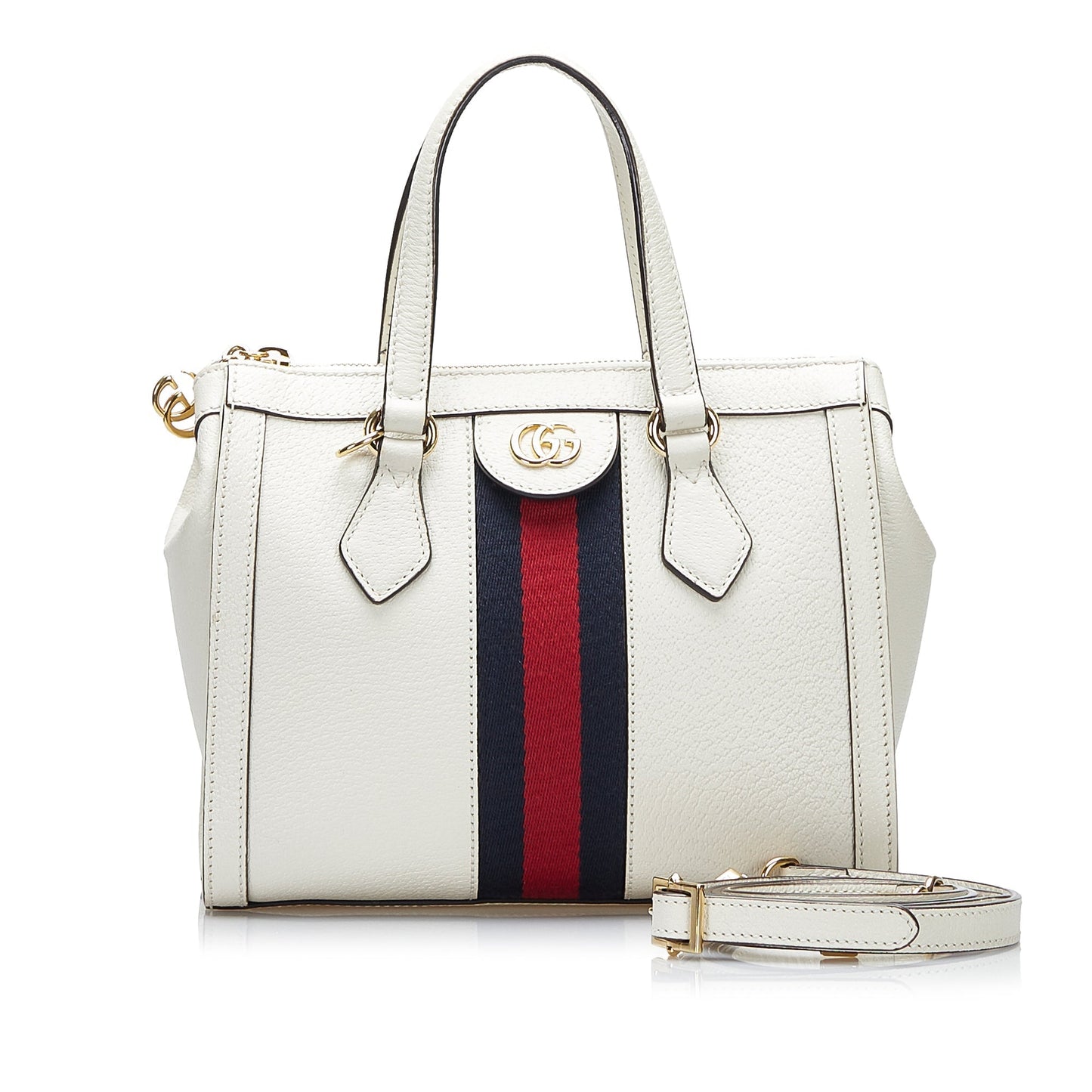Gucci Ophidia Leather Canvas Satchel