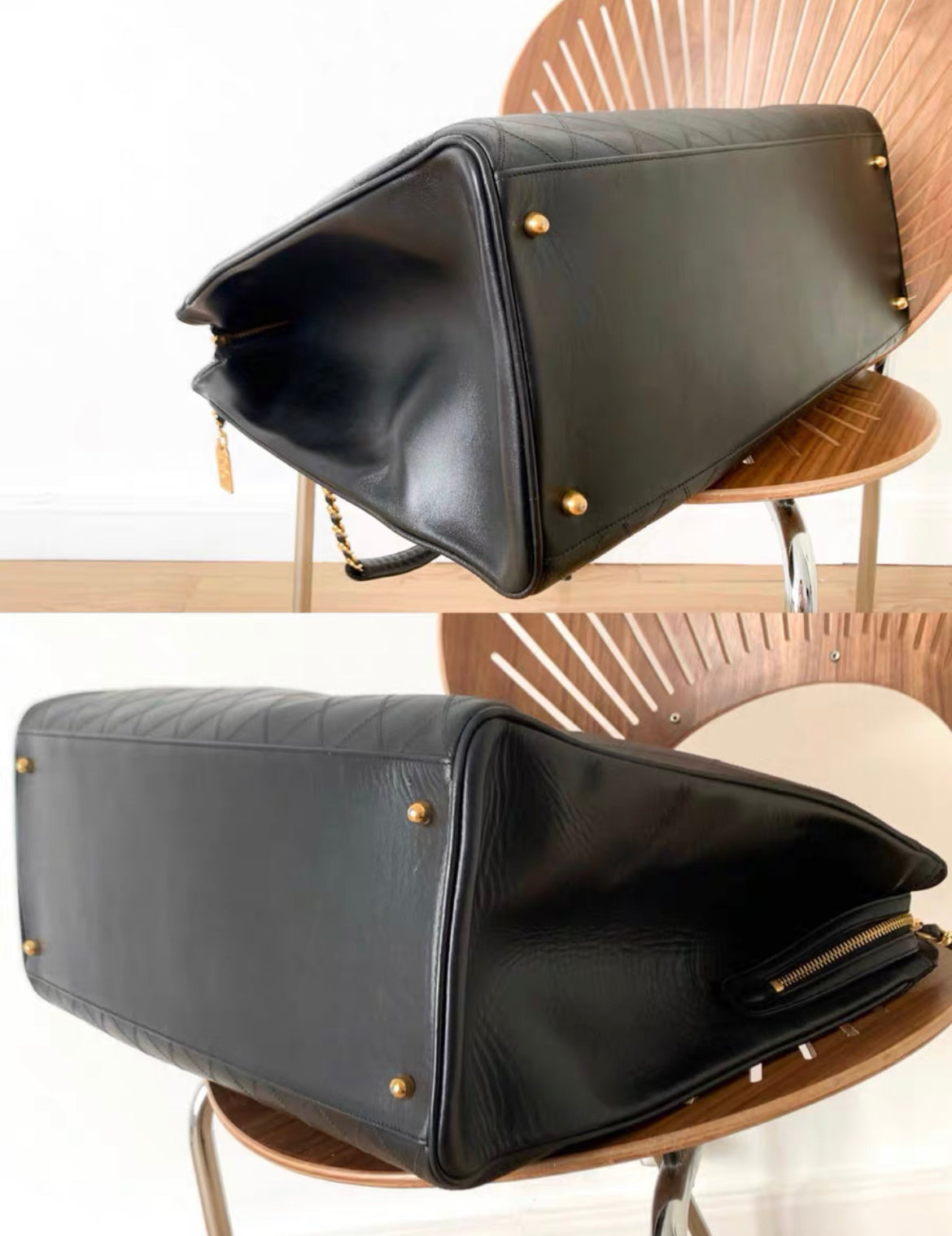 Chanel Quilted Shopper Lambskin Leather Bag