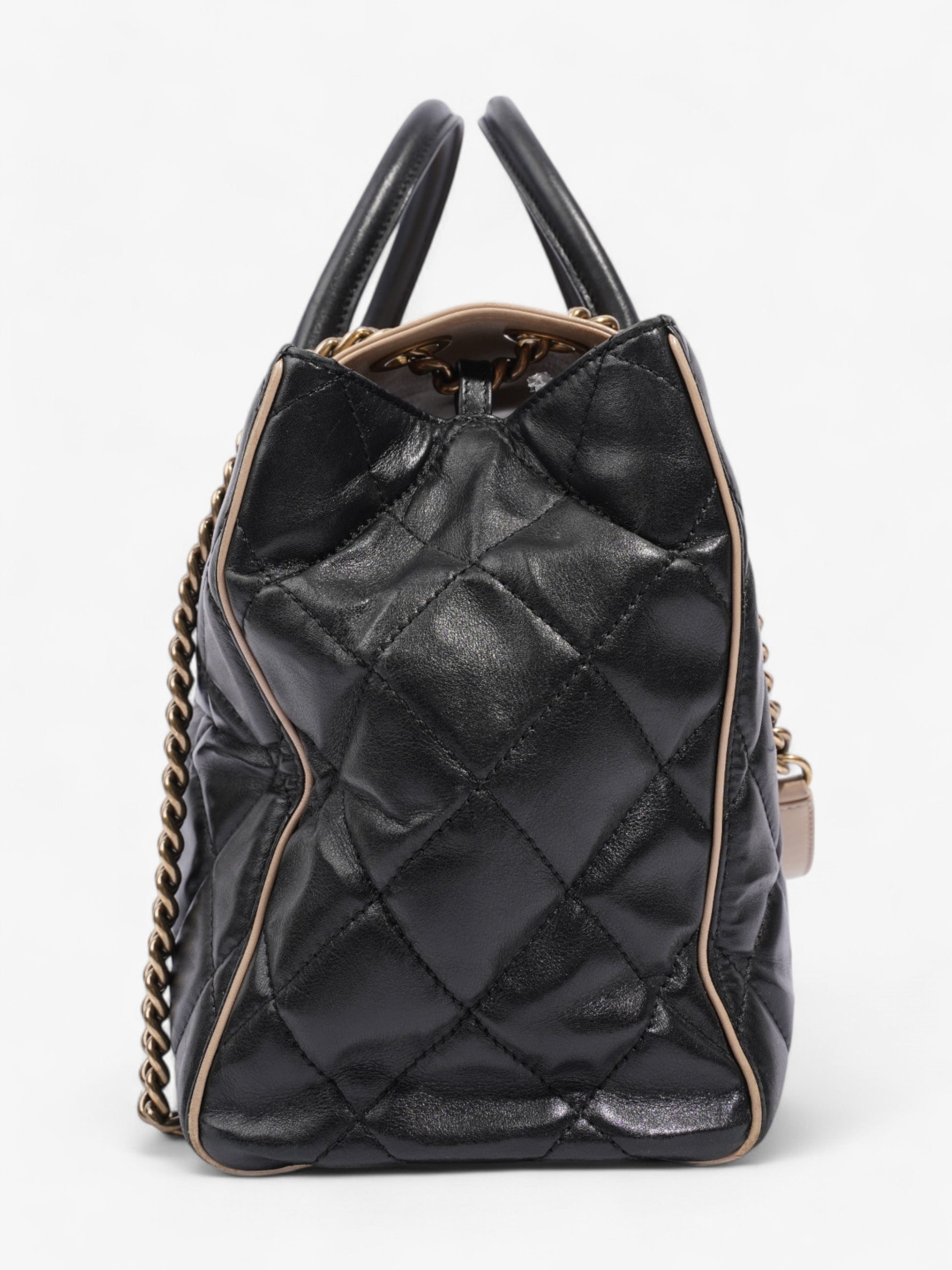 Chanel Portobello Tote Black / Beige Lambskin Leather Small