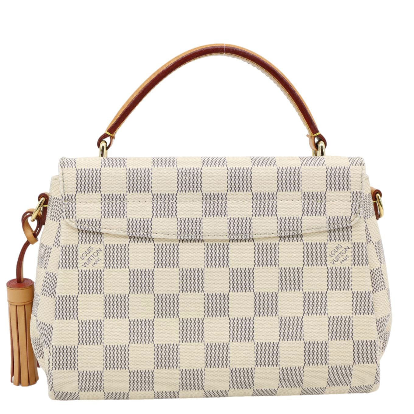 LOUIS VUITTON Croisette Damier Azur Satchel Crossbody Bag Rose Ballerine