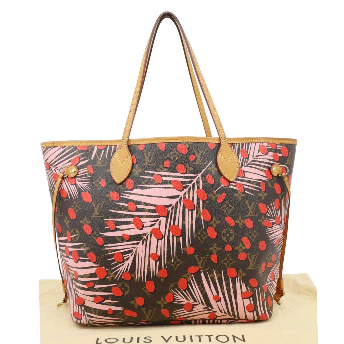LOUIS VUITTON Neverfull MM Jungle Dots Monogram Canvas Tote Bag Brown