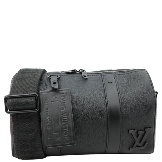 LOUIS VUITTON City Keepall Aerogram Leather Travel Bag Black