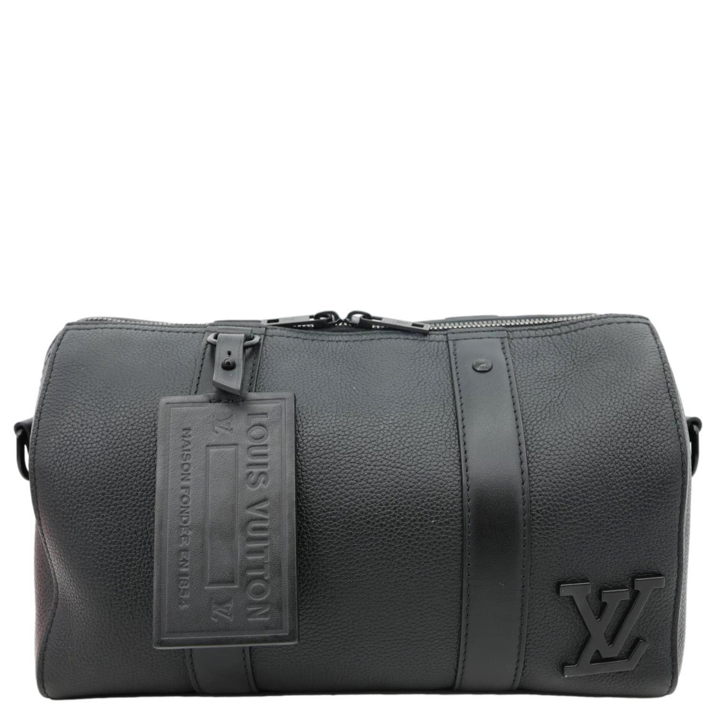 LOUIS VUITTON City Keepall Aerogram Leather Travel Bag Black