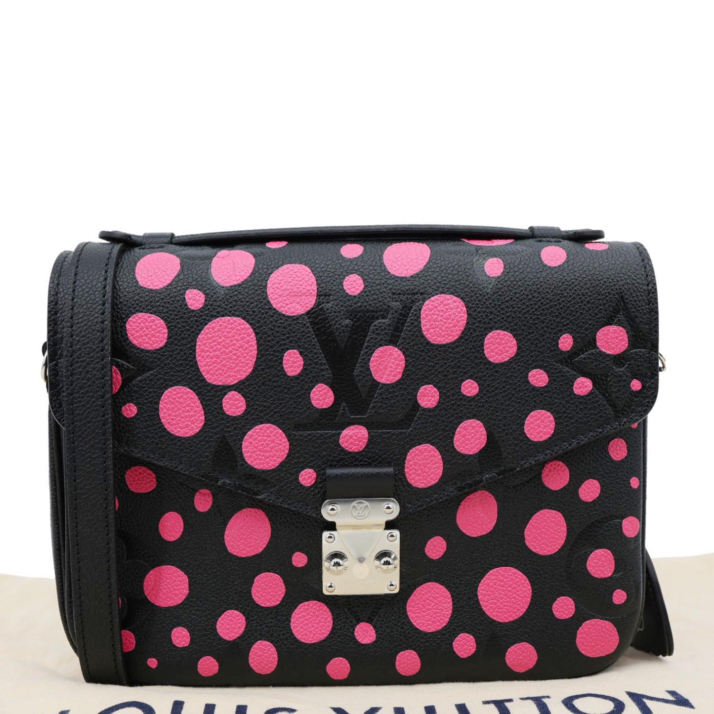 LOUIS VUITTON LV x YK Dots M tis Pochette Giant Monogram Empreinte Leather Crossbody Bag Pink