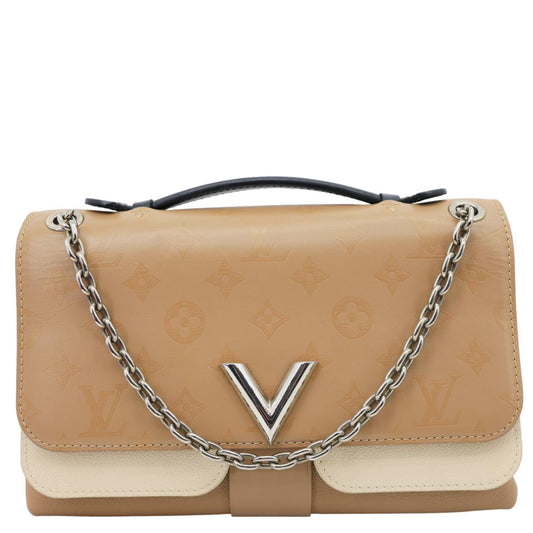 LOUIS VUITTON Very Chain Monogram Cuir Plume Ecume Shoulder Bag Brown